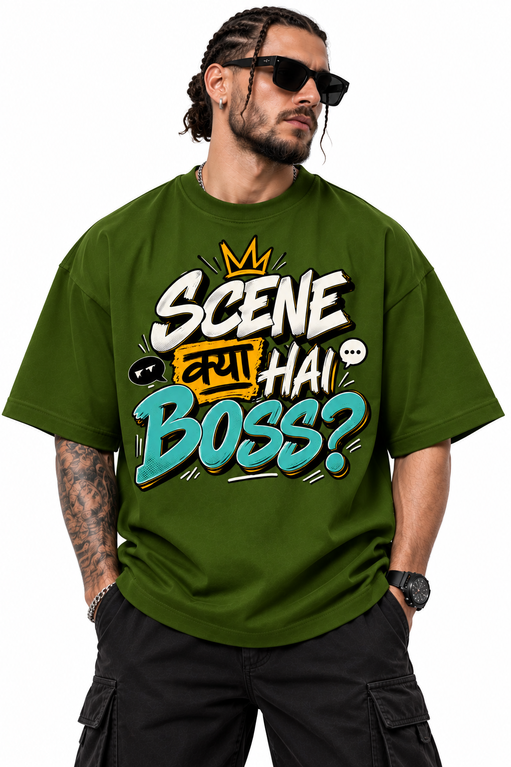 Scene Kya Hai Boss? Oversized Graphic T-Shirt | 220 GSM | 100% Cotton