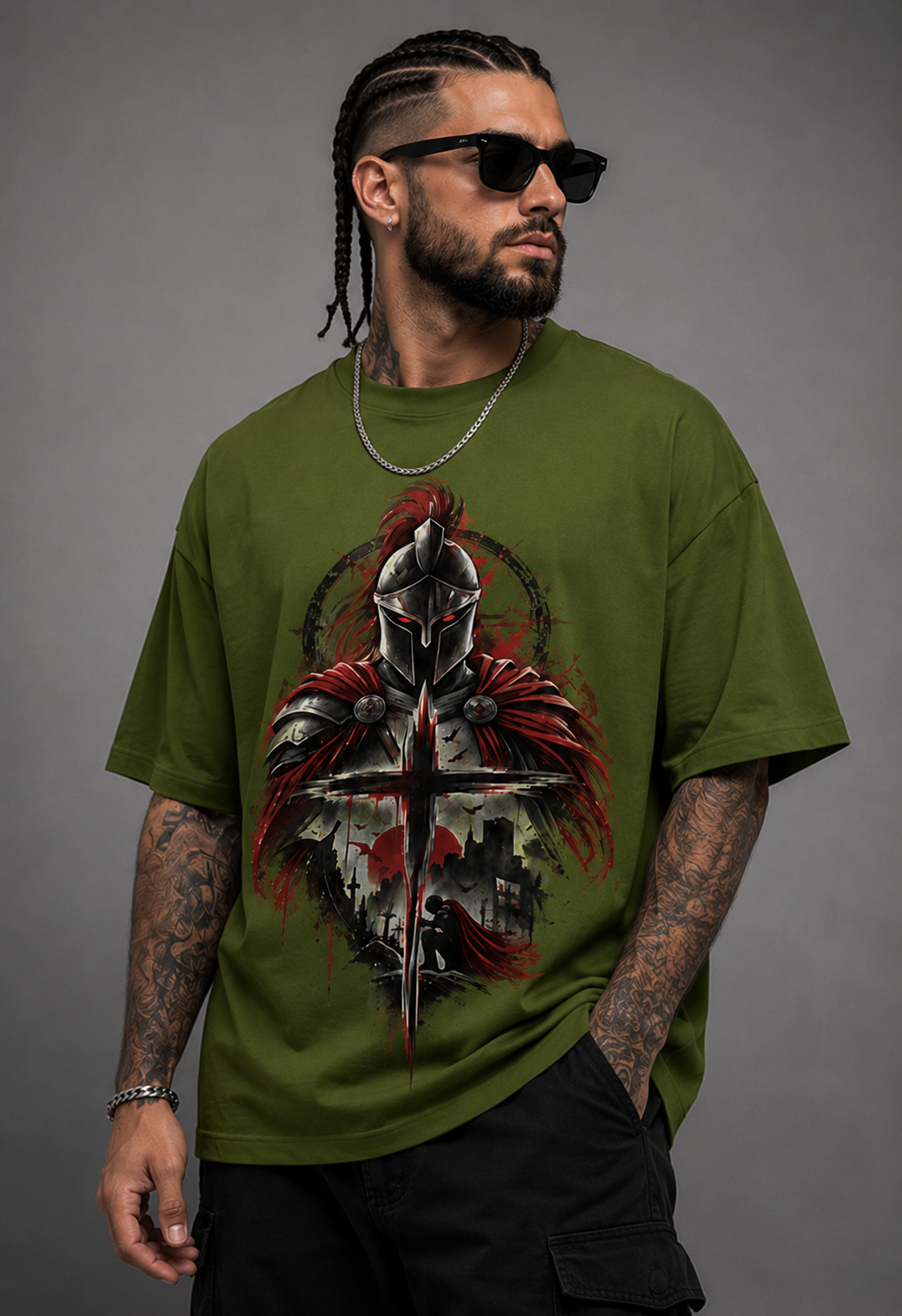 Knight Warrior Graphic Oversized T-Shirt | 220 GSM | 100% Cotton