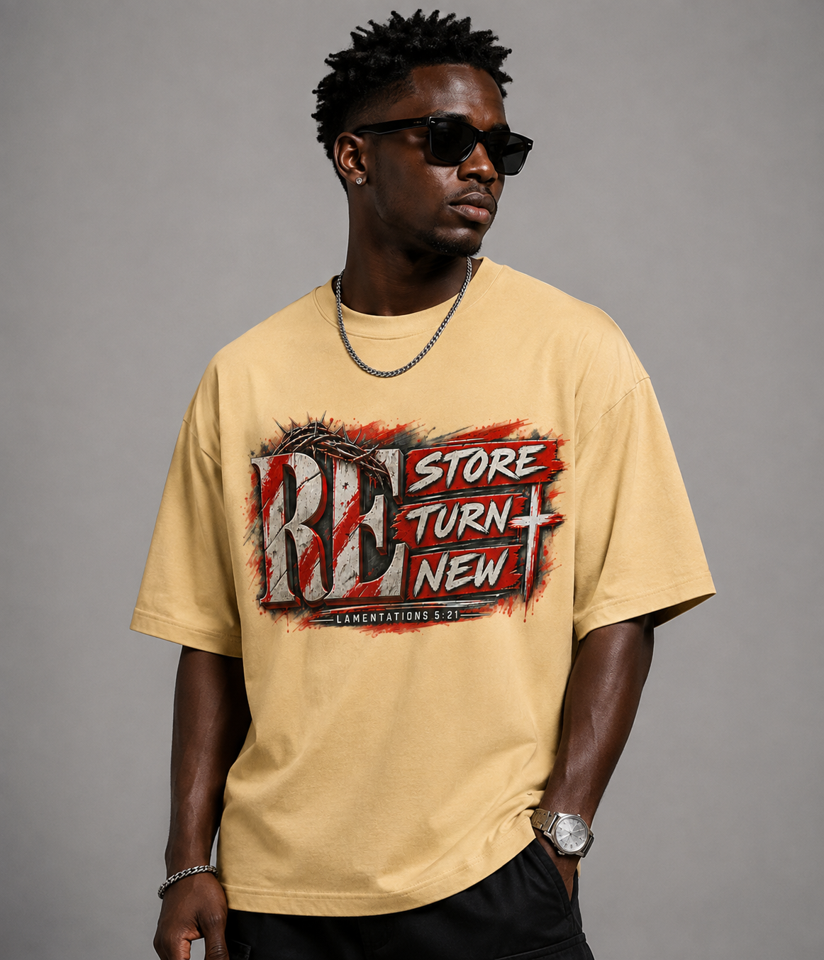 Renew & Turn New Graphic Oversized T-Shirt | 220 GSM | 100% Cotton