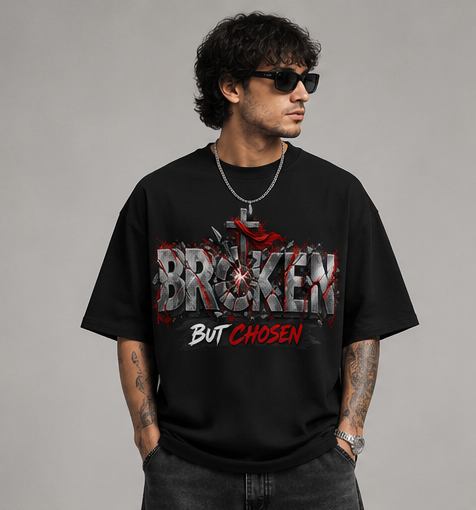 Broken But Chosen Graphic Oversized T-Shirt | 220 GSM | 100% Cotton