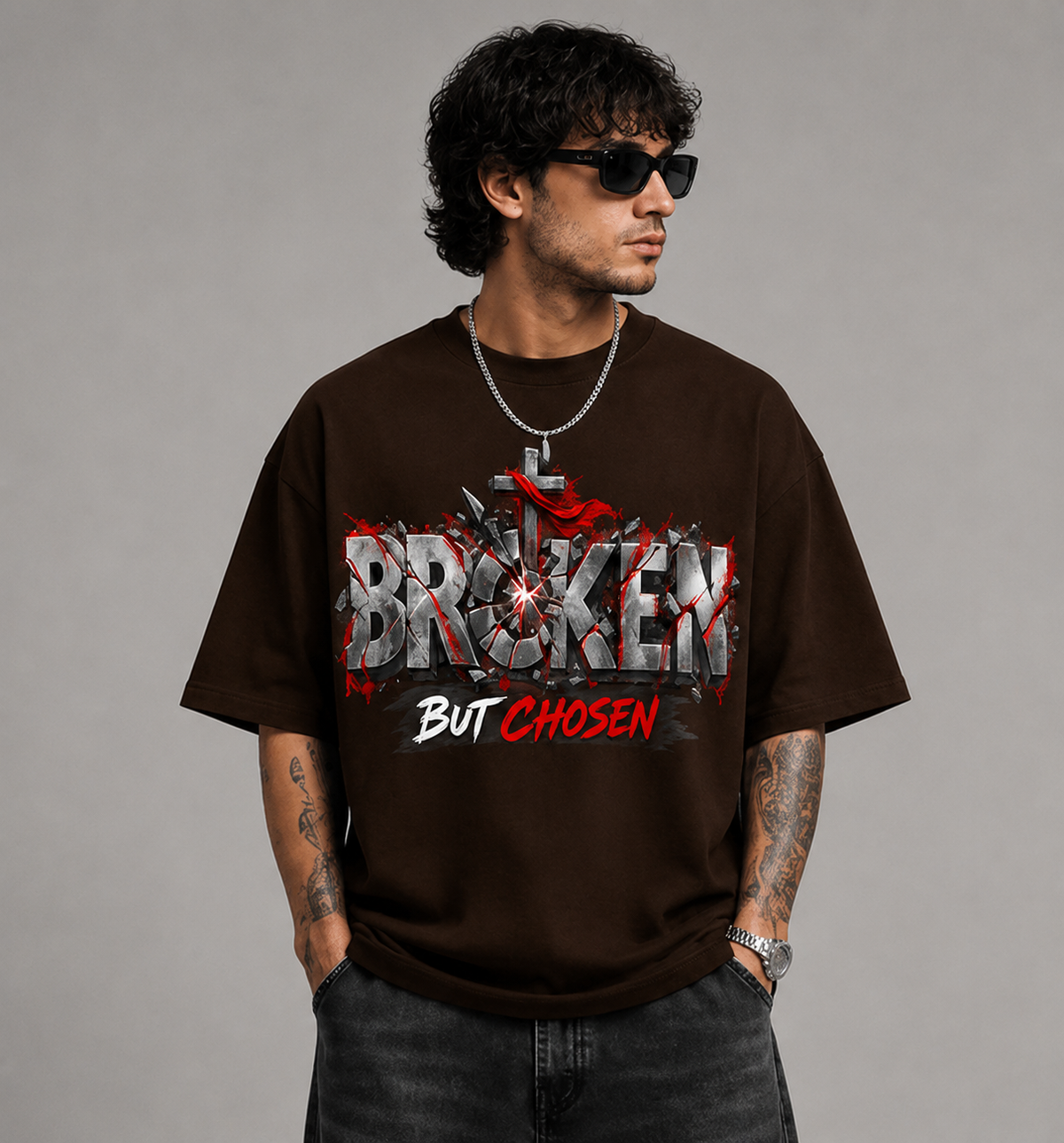 Broken But Chosen Graphic Oversized T-Shirt | 220 GSM | 100% Cotton