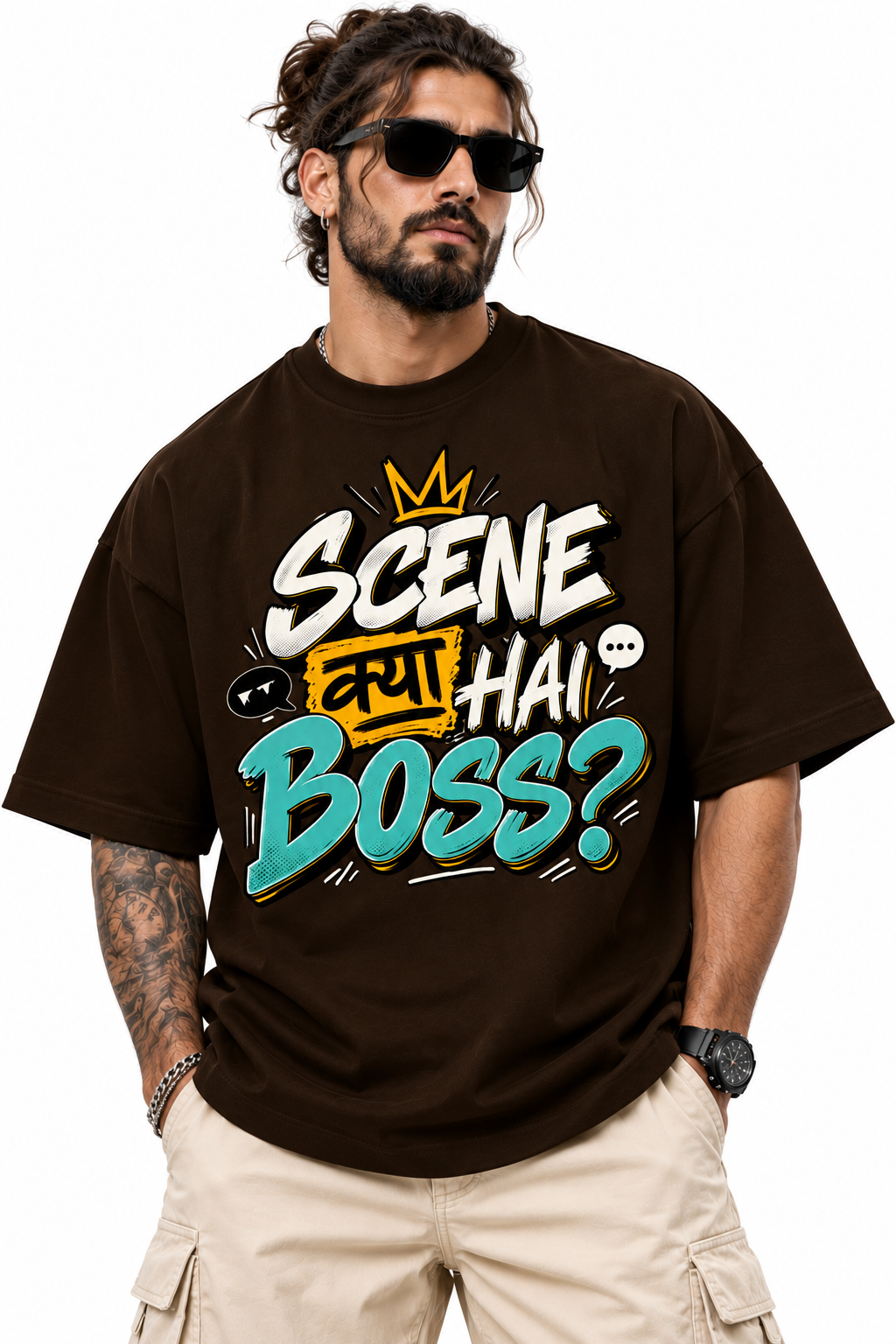 Scene Kya Hai Boss? Oversized Graphic T-Shirt | 220 GSM | 100% Cotton