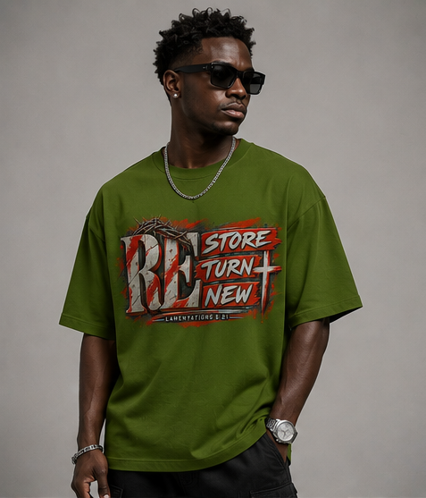 Renew & Turn New Graphic Oversized T-Shirt | 220 GSM | 100% Cotton