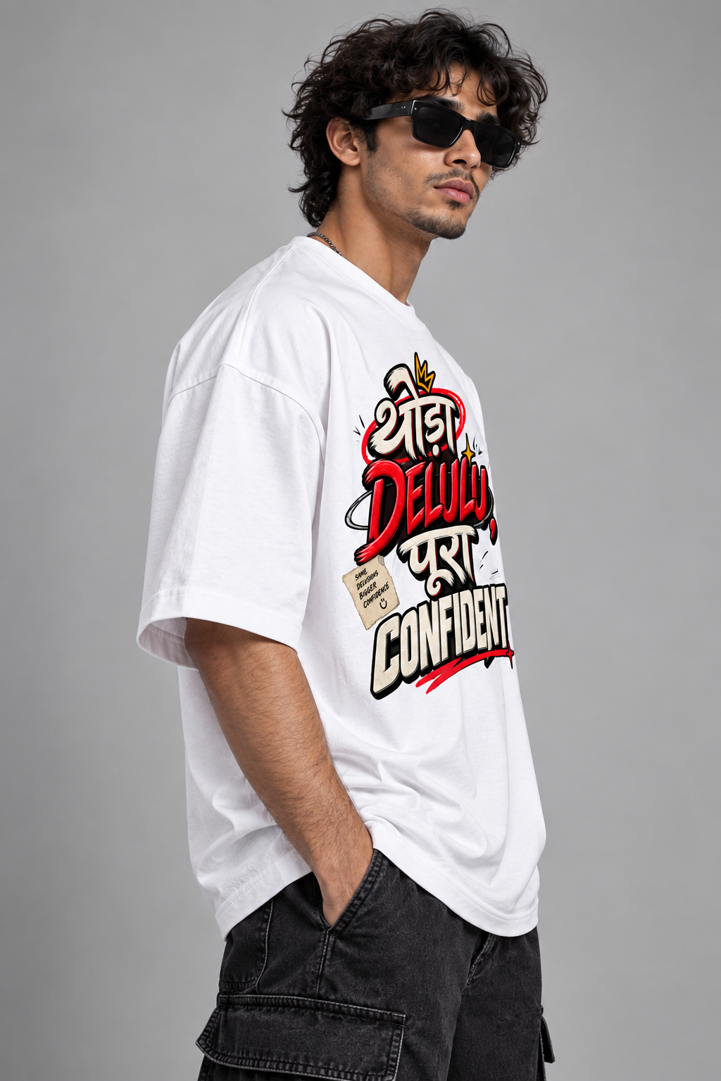 Thoda Delulu, Pura Confident Oversized Graphic T-Shirt | 220 GSM | 100% Cotton