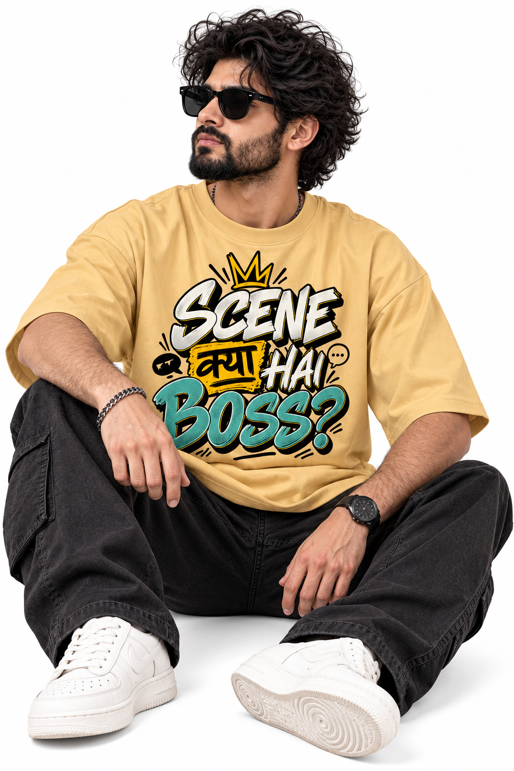 Scene Kya Hai Boss? Oversized Graphic T-Shirt | 220 GSM | 100% Cotton