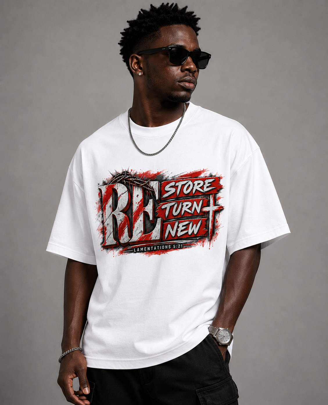 Renew & Turn New Graphic Oversized T-Shirt | 220 GSM | 100% Cotton