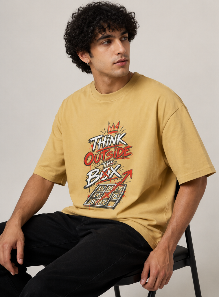 Think Outside the Box Graphic Oversized T-Shirt | 220 GSM | 100% Cotton