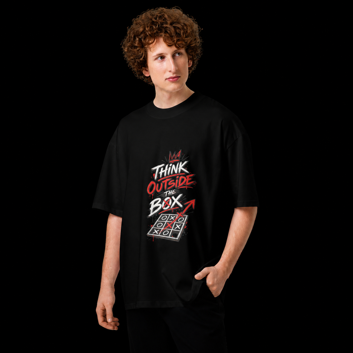 Think Outside the Box Graphic Oversized T-Shirt | 220 GSM | 100% Cotton