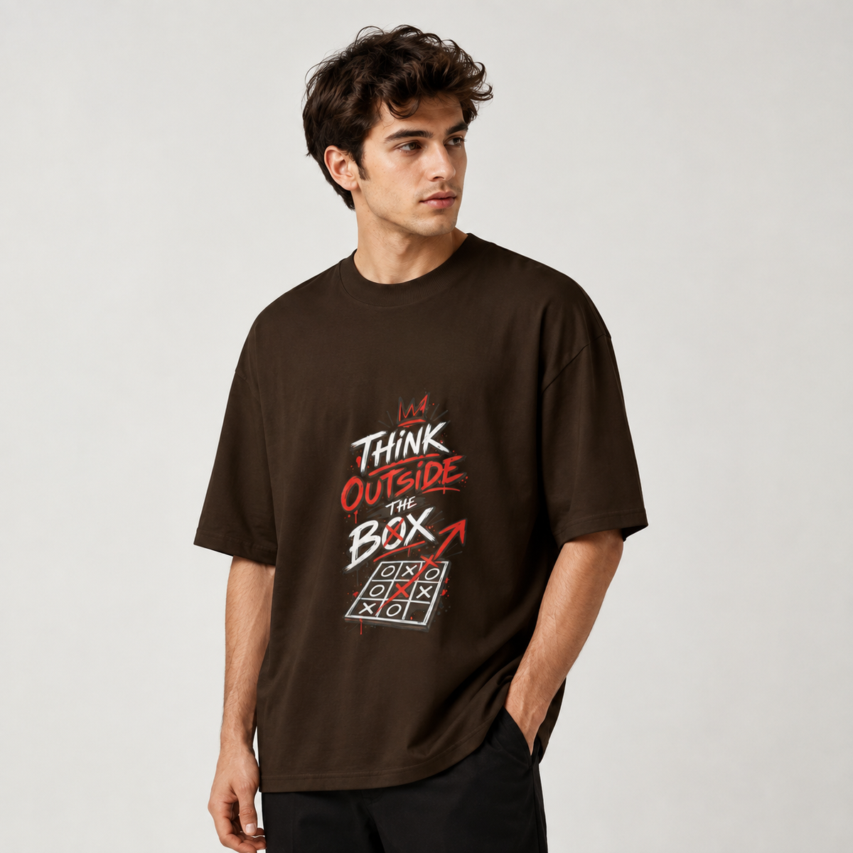 Think Outside the Box Graphic Oversized T-Shirt | 220 GSM | 100% Cotton
