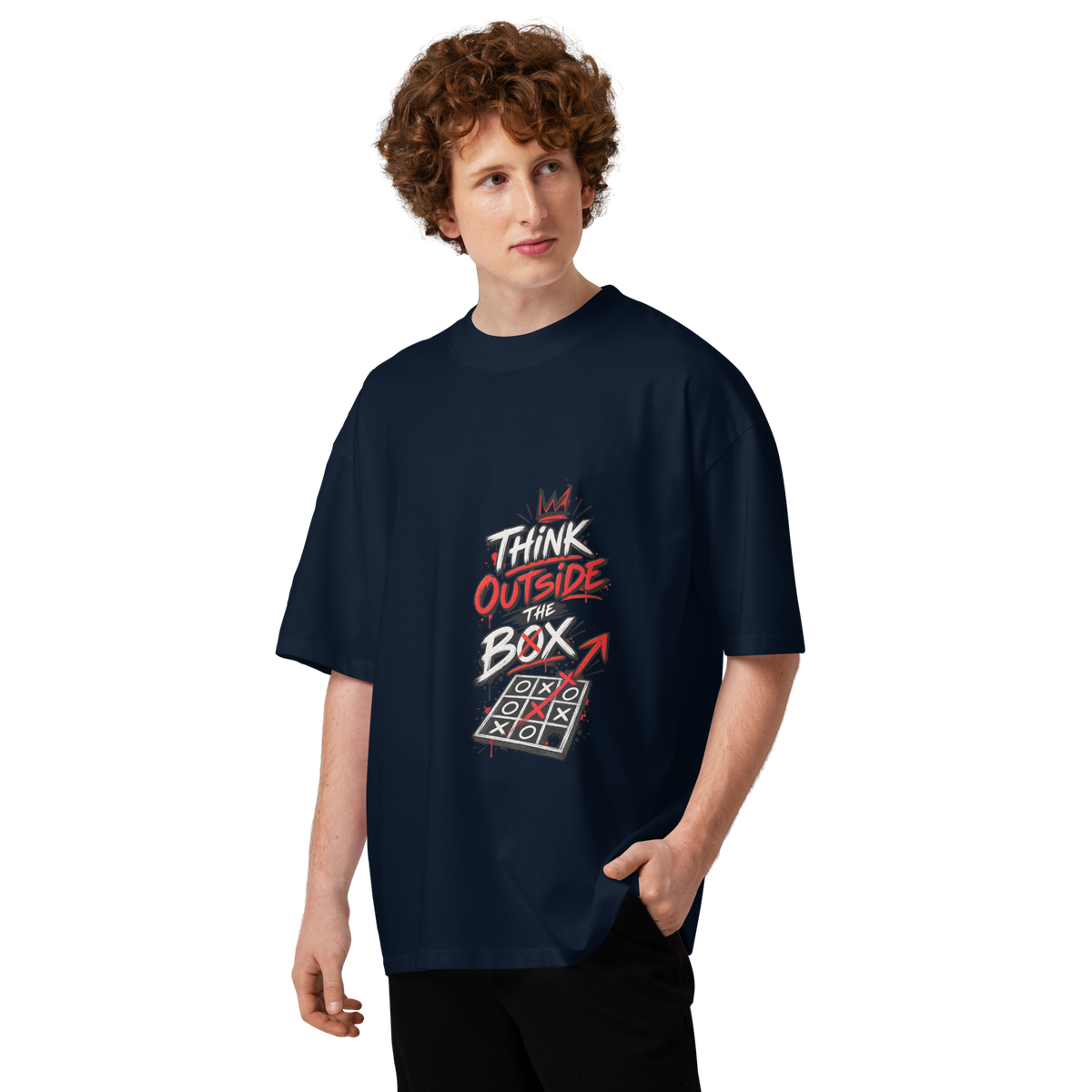 Think Outside the Box Graphic Oversized T-Shirt | 220 GSM | 100% Cotton